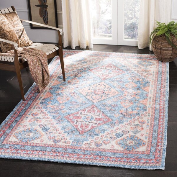 Safavieh 5 x 8 ft. Saffron Rectangle Power Loomed Area RugBlue & Rust SFN556M-5 - main